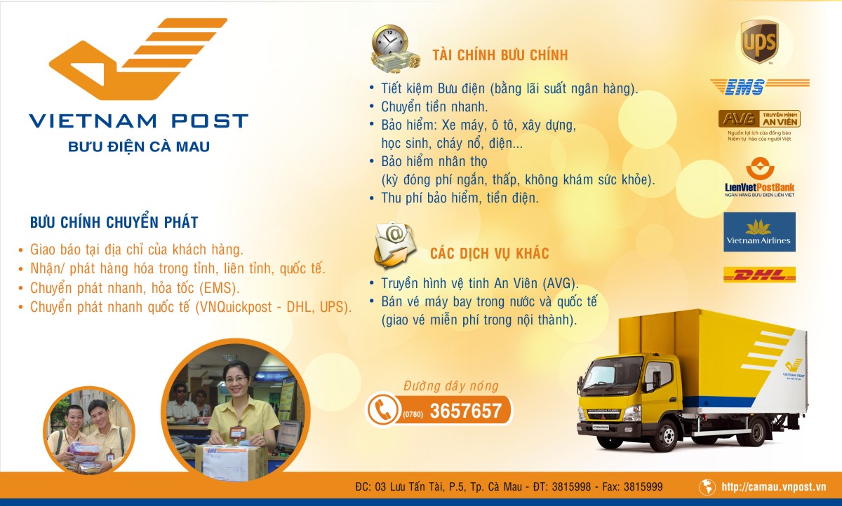 Pano giới thiệu dịch vụ ngành bưu điện Cà Mau